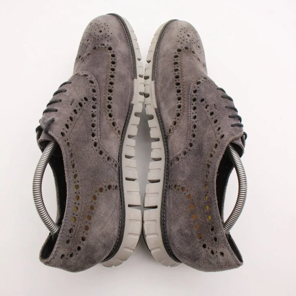 Cole Haan Zerogrand Wingtip Oxfords Men's 11 M Gray Suede Casual Shoes C20131